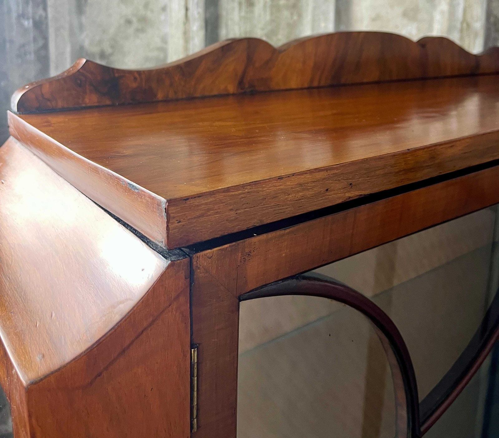photo for sale 1930’s Walnut Mahogany Antique Art Deco Cocktail Display Cabinet