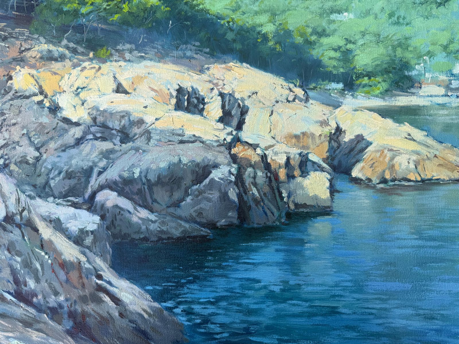 Jordi Rosich Rojas Mediterranean Coastal Landscape Oil Painting, Costa Brava Begur Seascape Spain 1980 photo buy