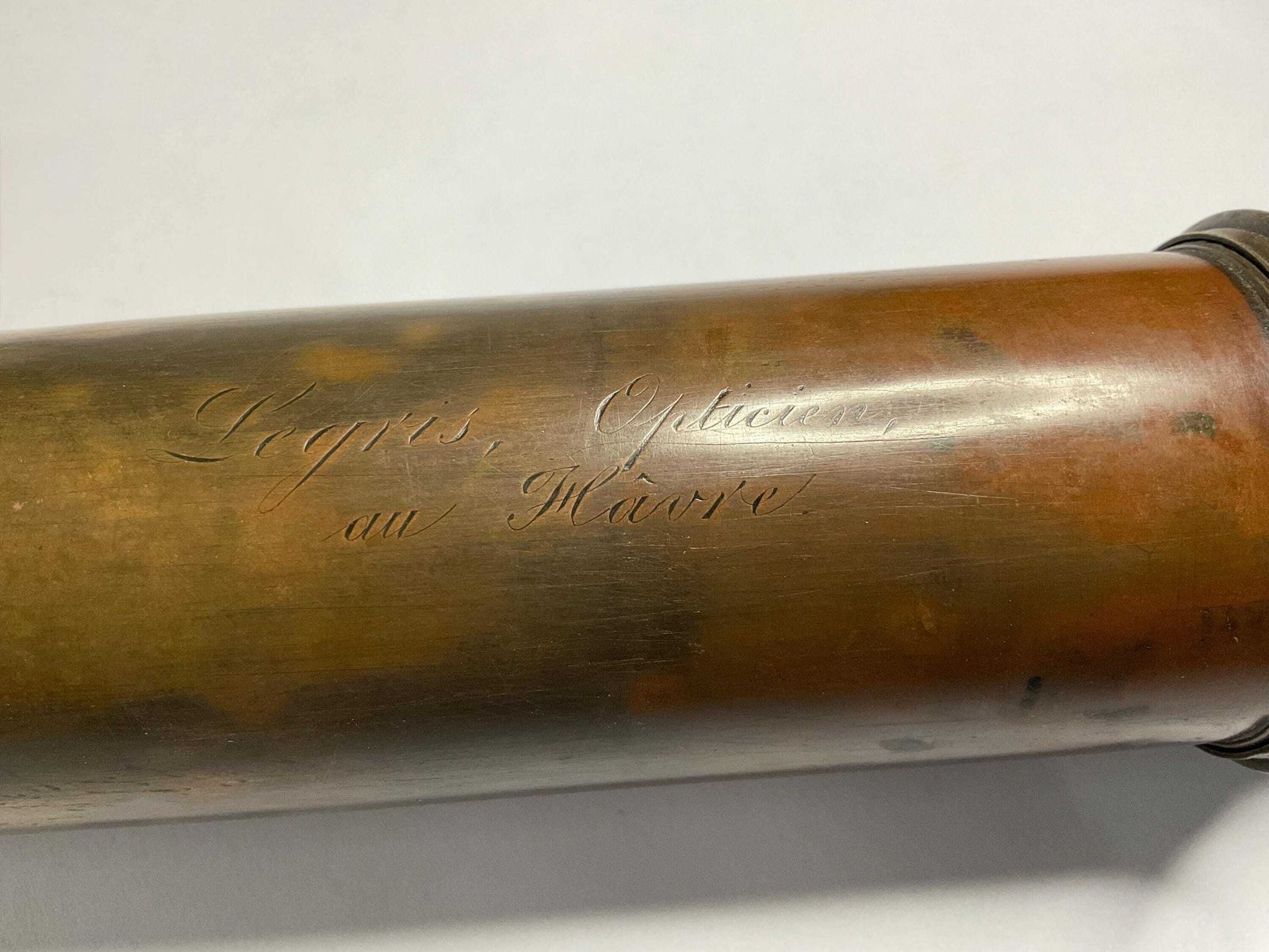 photo for sale Antique 19thc French Naval Telescope – Legris Opticien, Le Havre – Ropework Grip – 1.04m