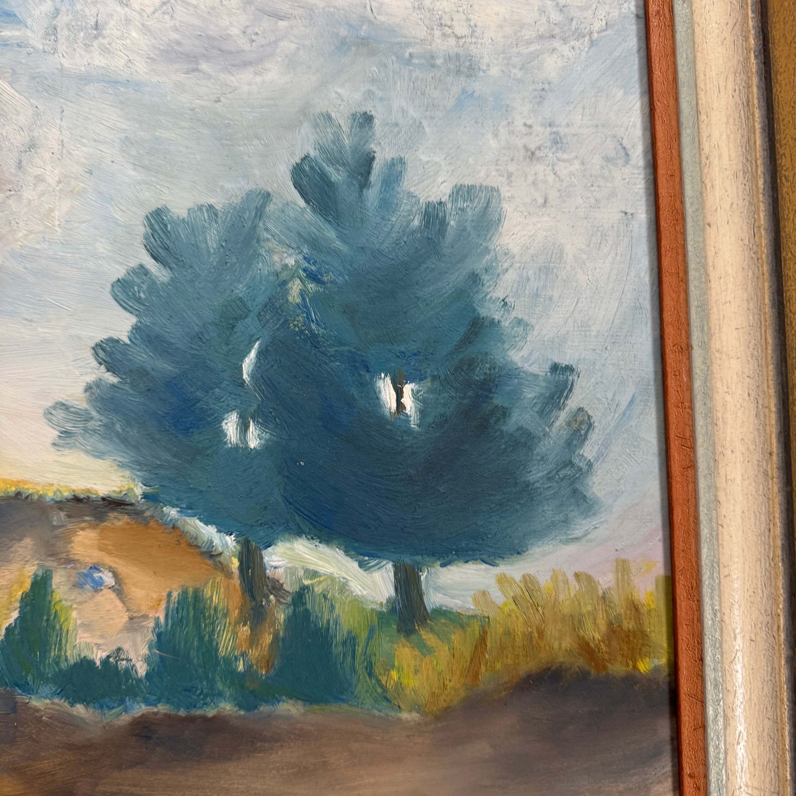 The Two Trees, 1949. Vintage Swedish Oil Painting. photo furniture