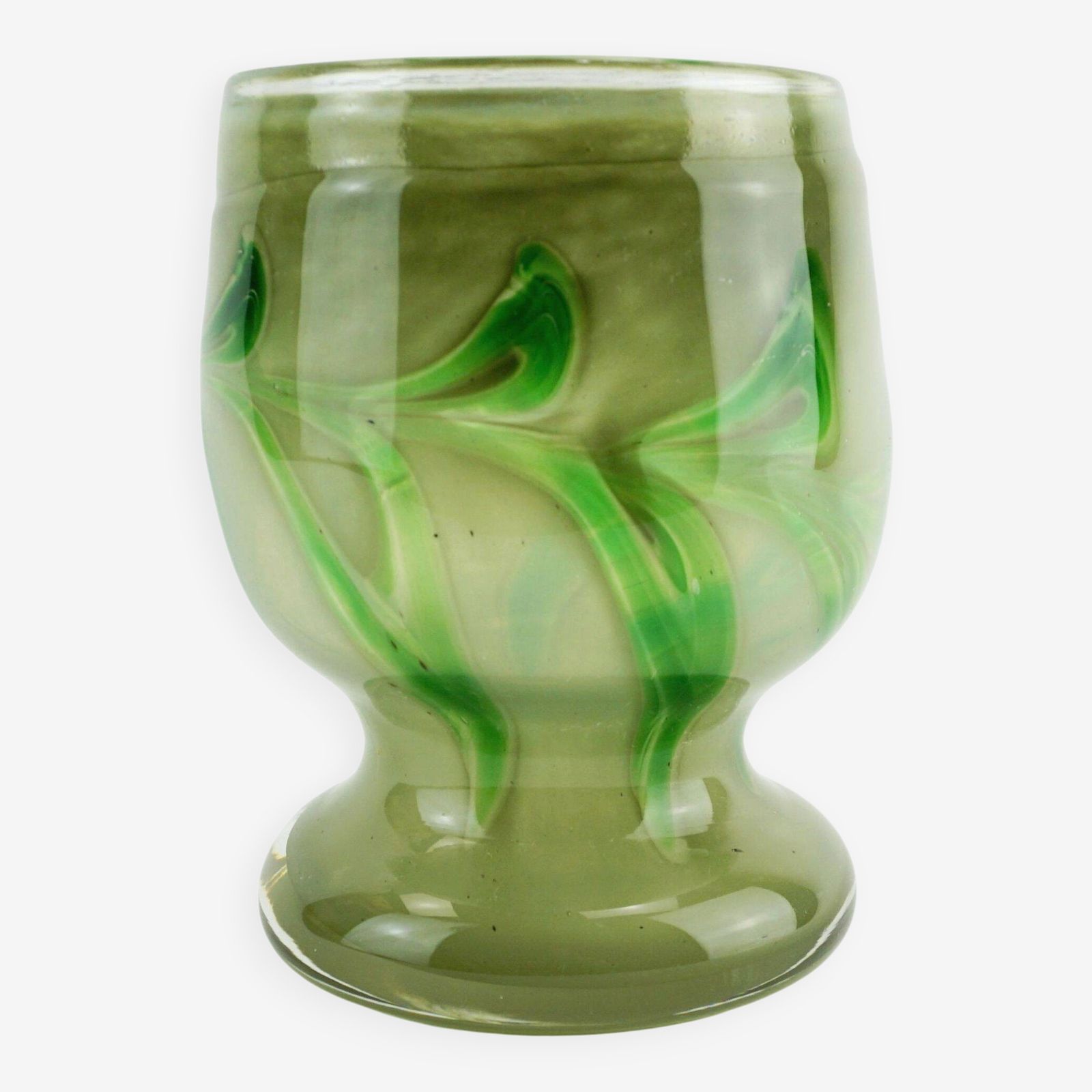 Vintage Glass Vase By Erwin Eisch, Various Shades Of Green And Clear Glass