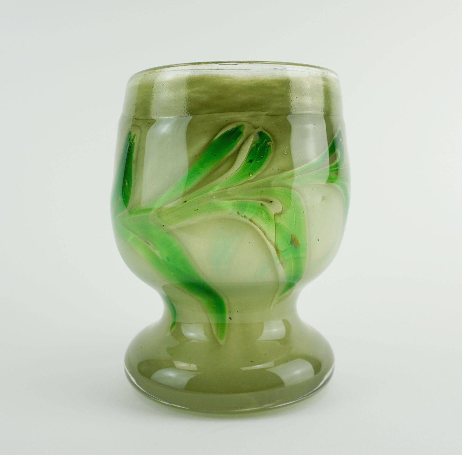 Vintage Glass Vase By Erwin Eisch, Various Shades Of Green And Clear Glass photo Home Decor
