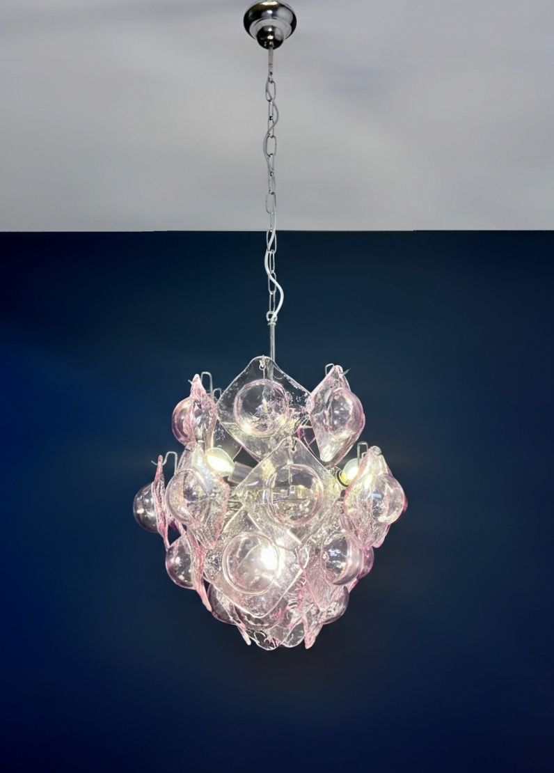 Lighting Vintage Italian Murano Chandelier   24 Glasses   "Bubbles" Model photo