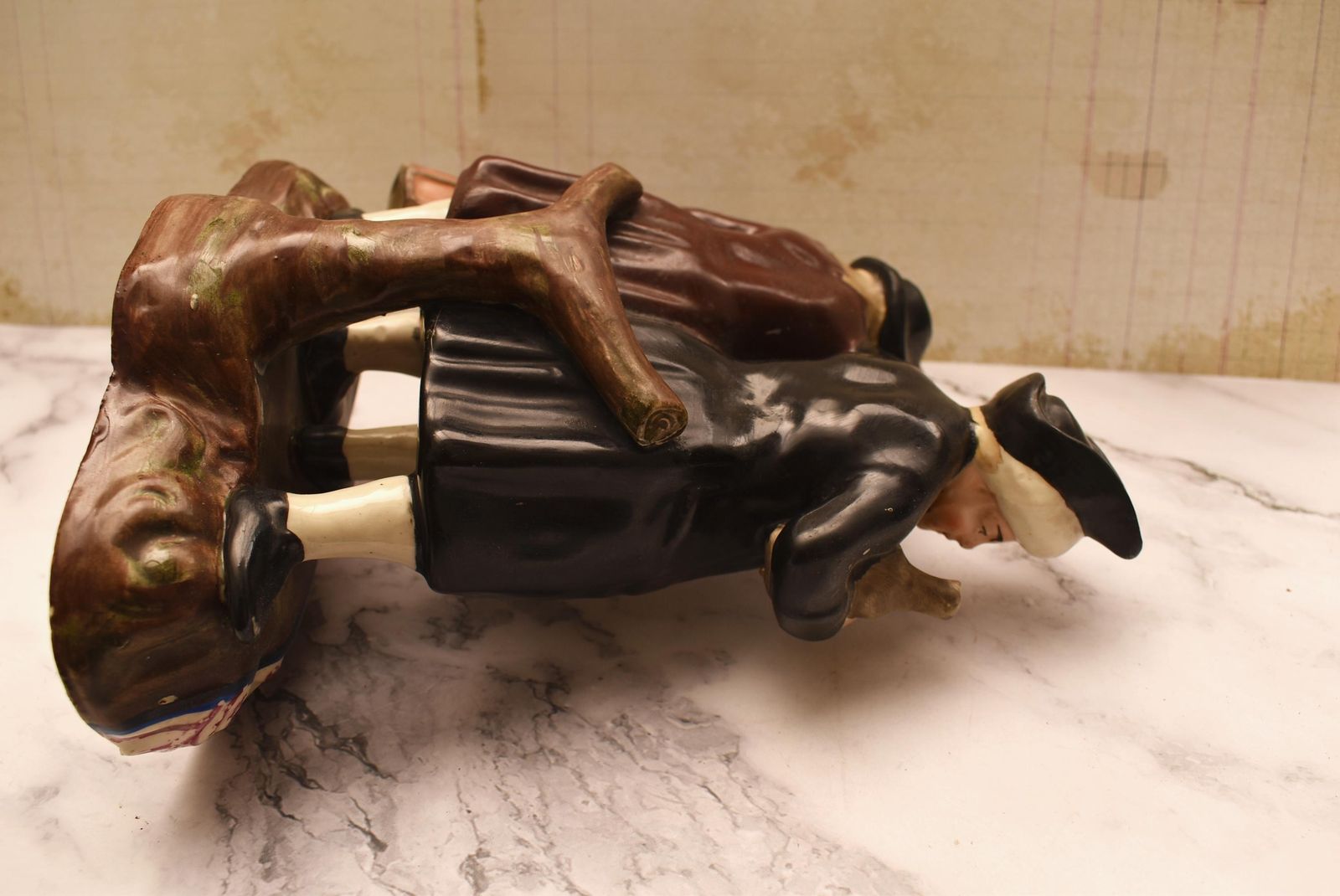 Antique Staffordshire Pottery Figure   The Drunken Parson And Clerk photo vintage