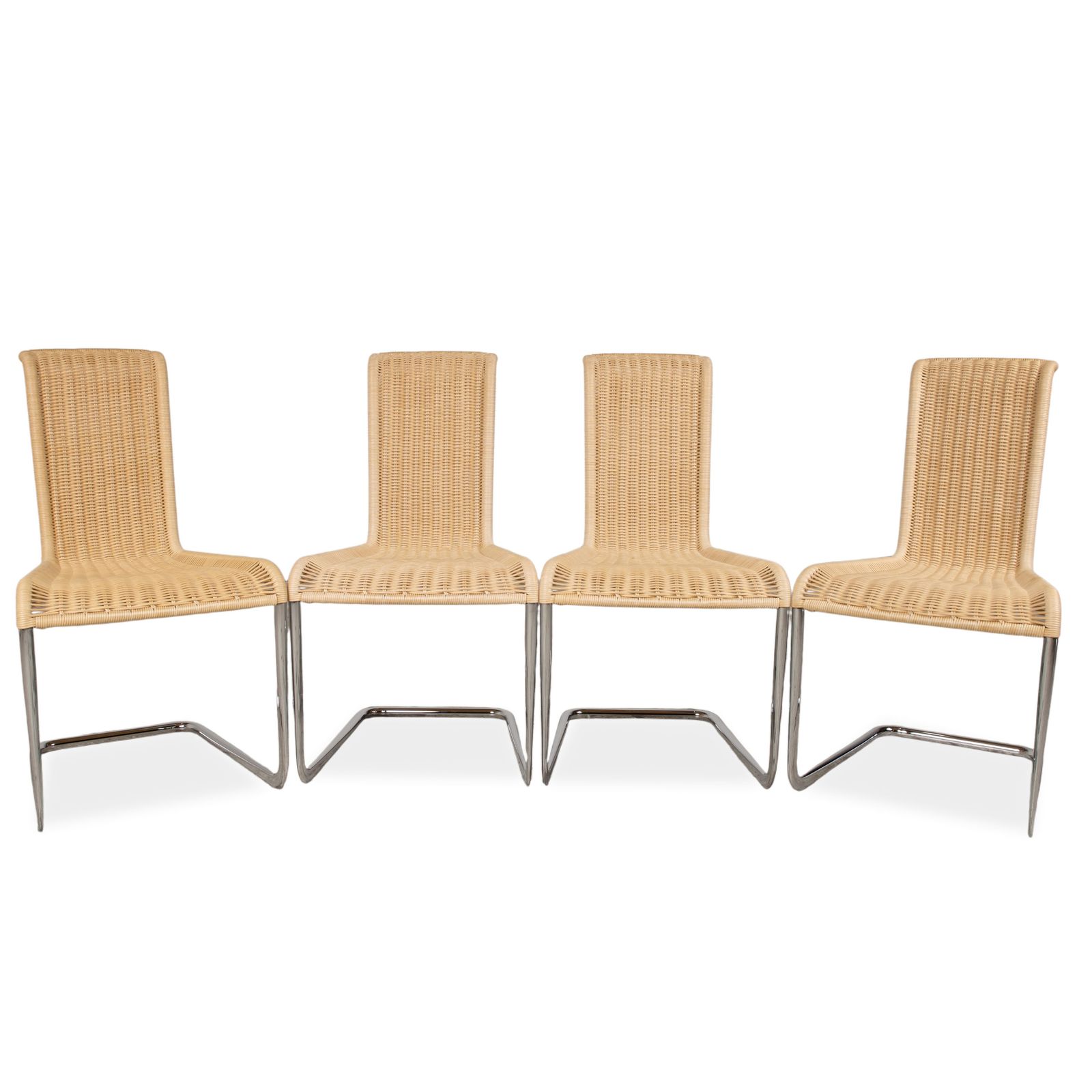 4 Piece Set Tecta B20 Wicker Chair, Beige Chrome