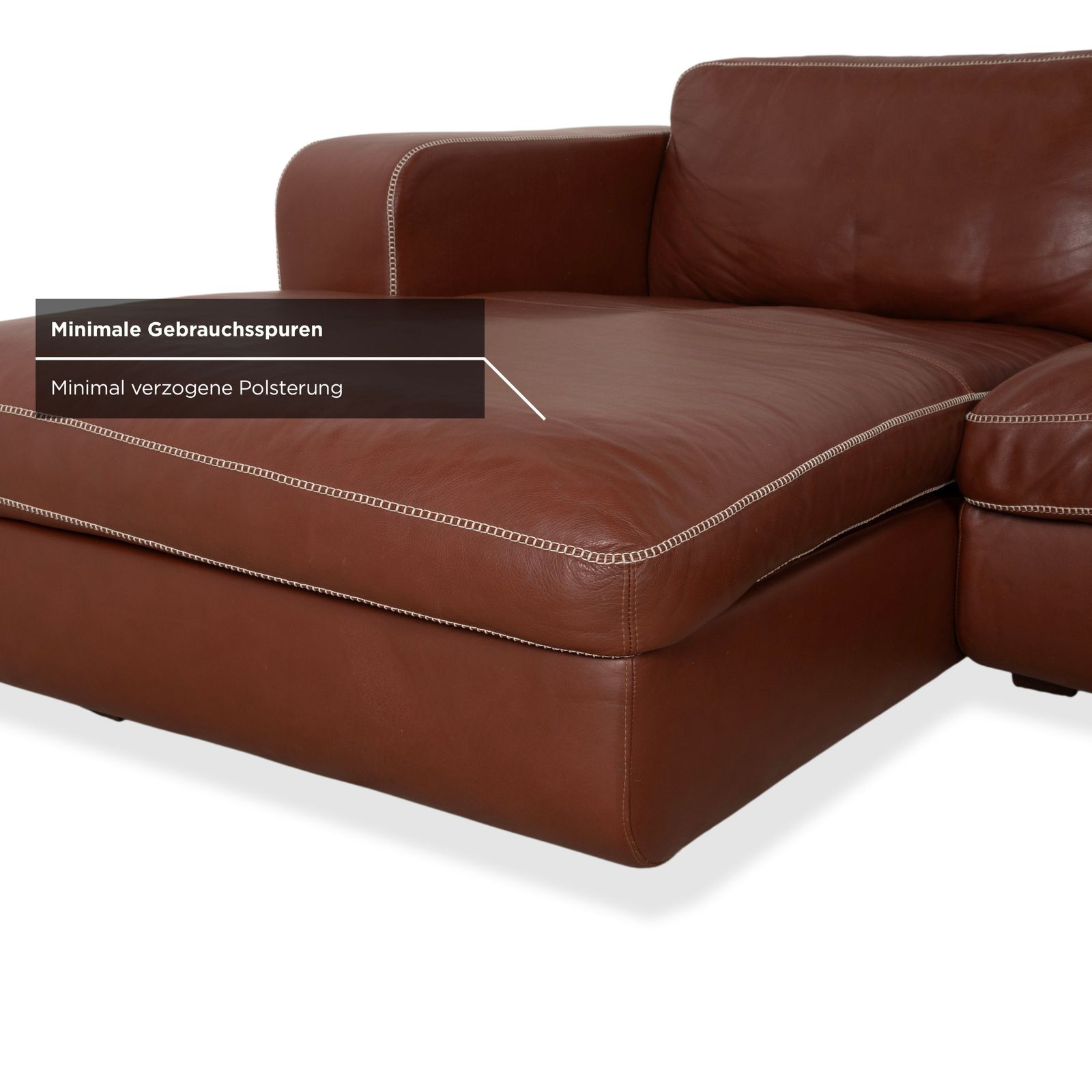 Mobilier Canapé d'angle Machalke Valentino en cuir marron cognac photo