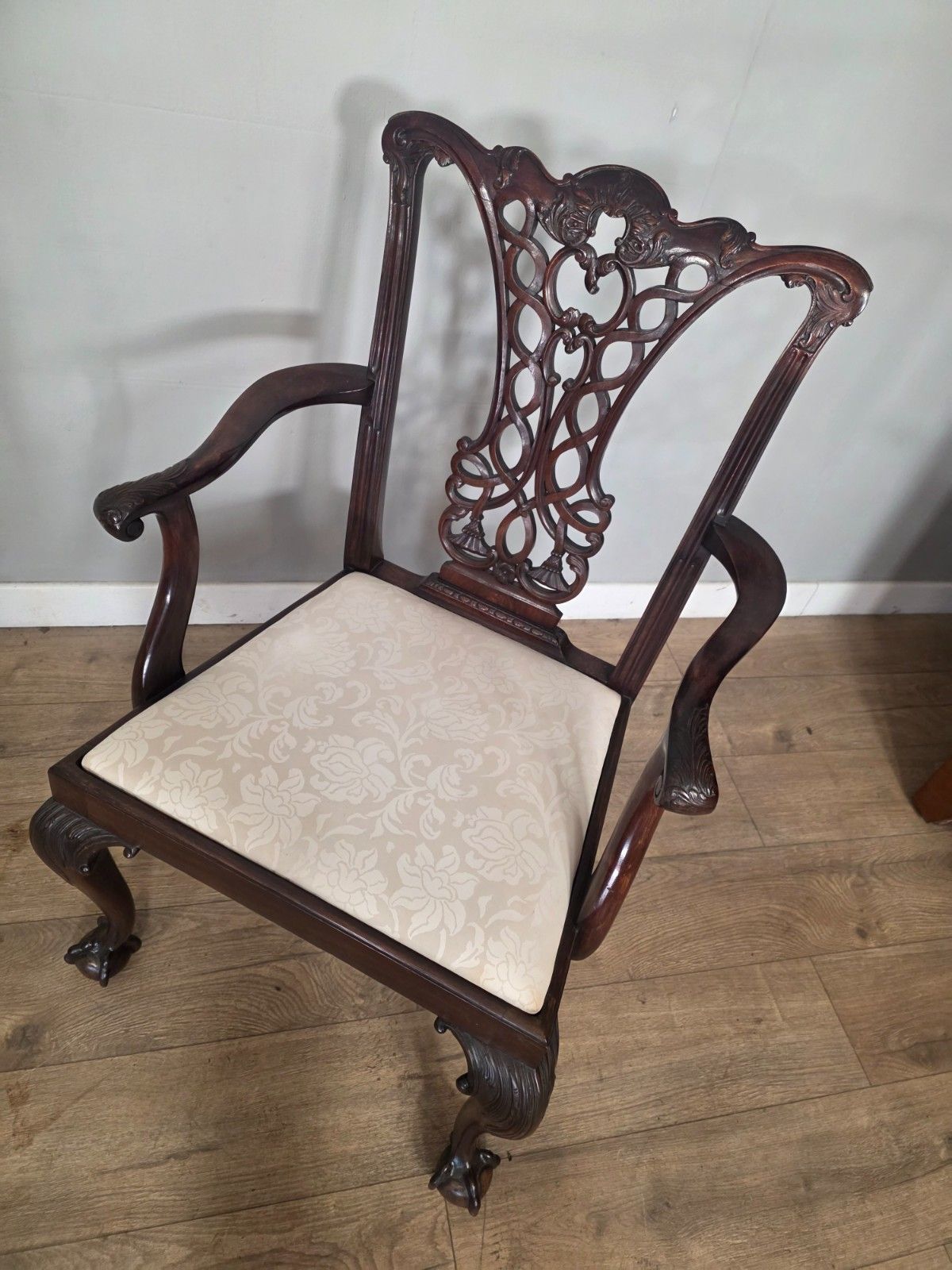 Antique Chippendale Style Mahogany Dining Chairs With Ball & Claw Feet 1910 photo vintage