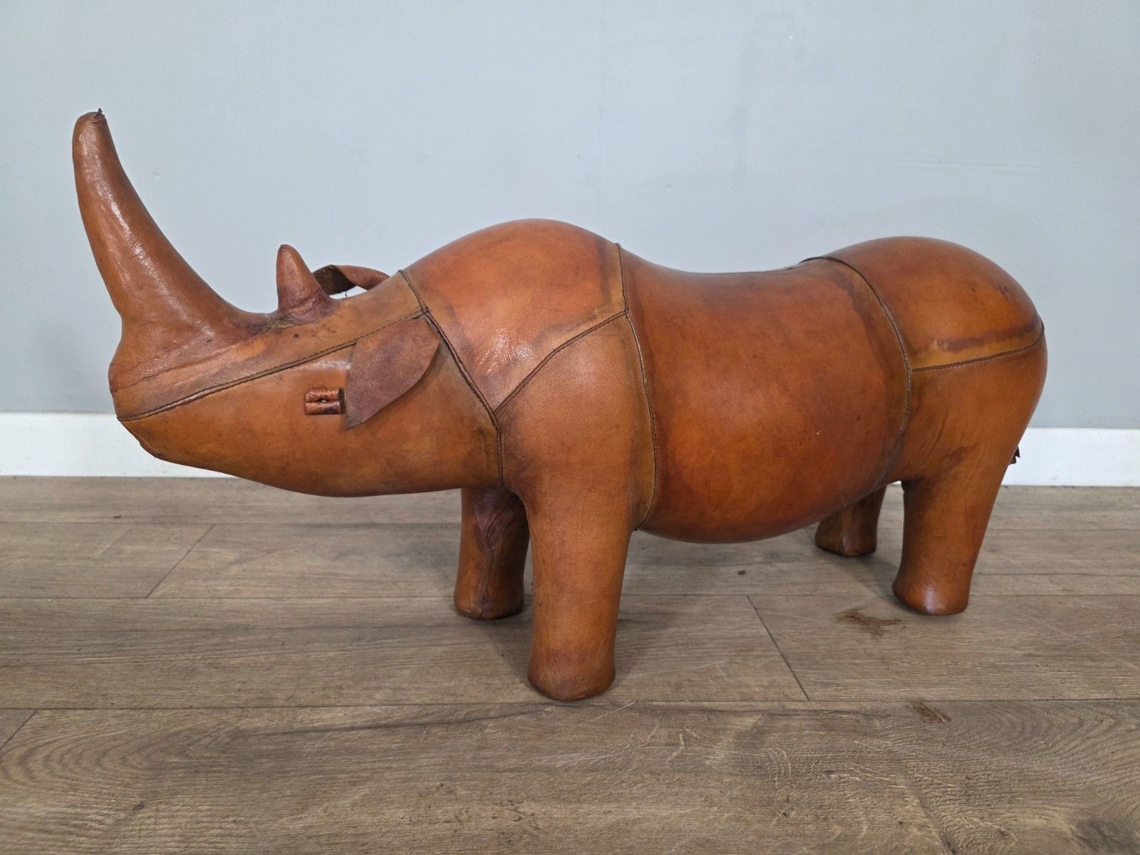 Large Leather Dimitri Omersa For Liberty London Rhino Footstool photo vintage