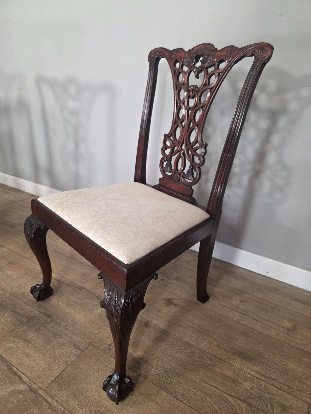 Furniture Antique Chippendale Style Mahogany Dining Chairs With Ball & Claw Feet 1910 photo