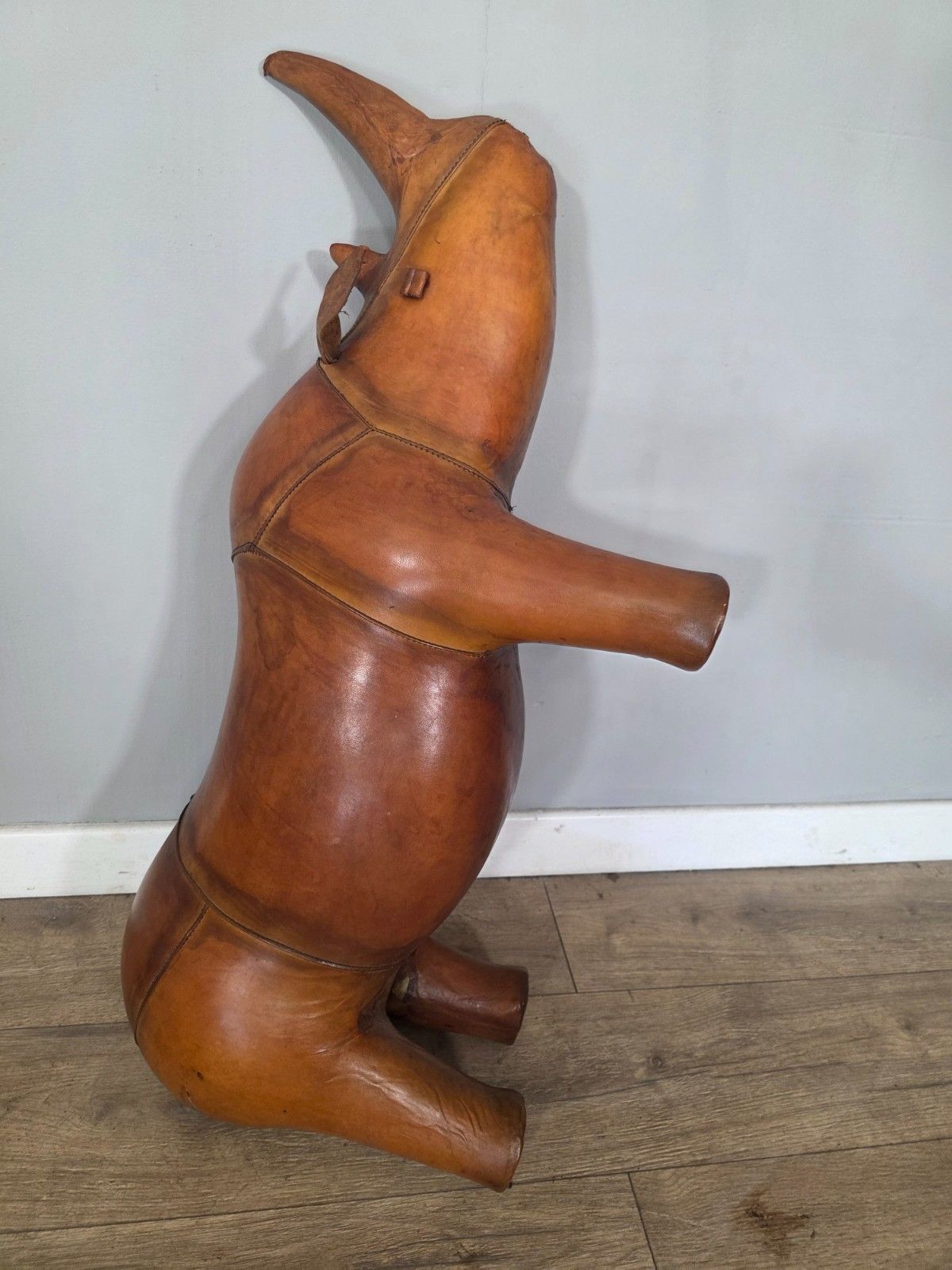 photo vintage Large Leather Dimitri Omersa For Liberty London Rhino Footstool