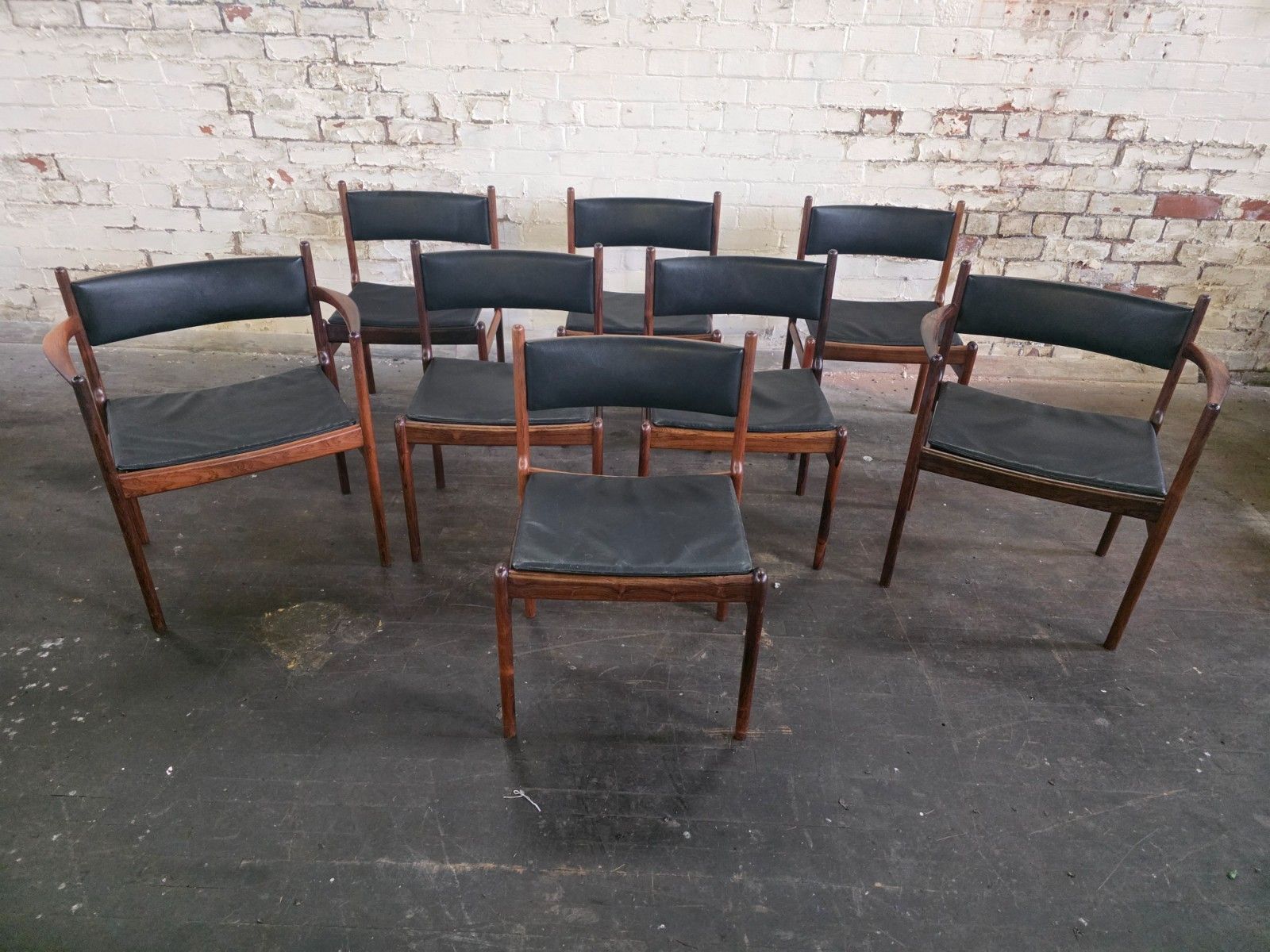 photo for sale Set Of 8 Danish Dining Chairs By Kai Lyngfeldt Larsen
