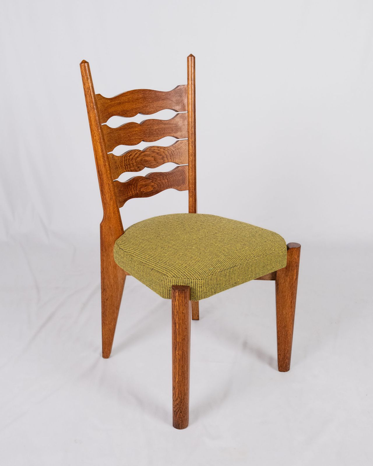 Pair Of Oak And Wool Chairs By Guillerme And Chambron, For Votre Maison, France, 1950s photo vintage