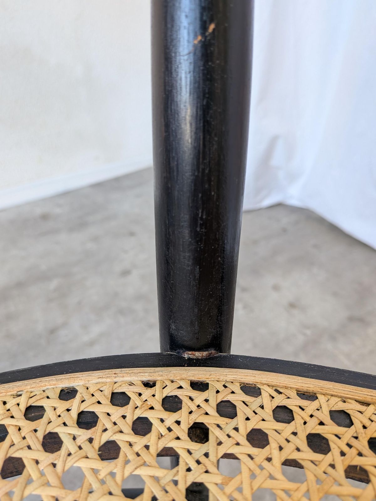 photo vinterior Vintage Thonet Style Dining Chair: Black Bentwood Cane Seat