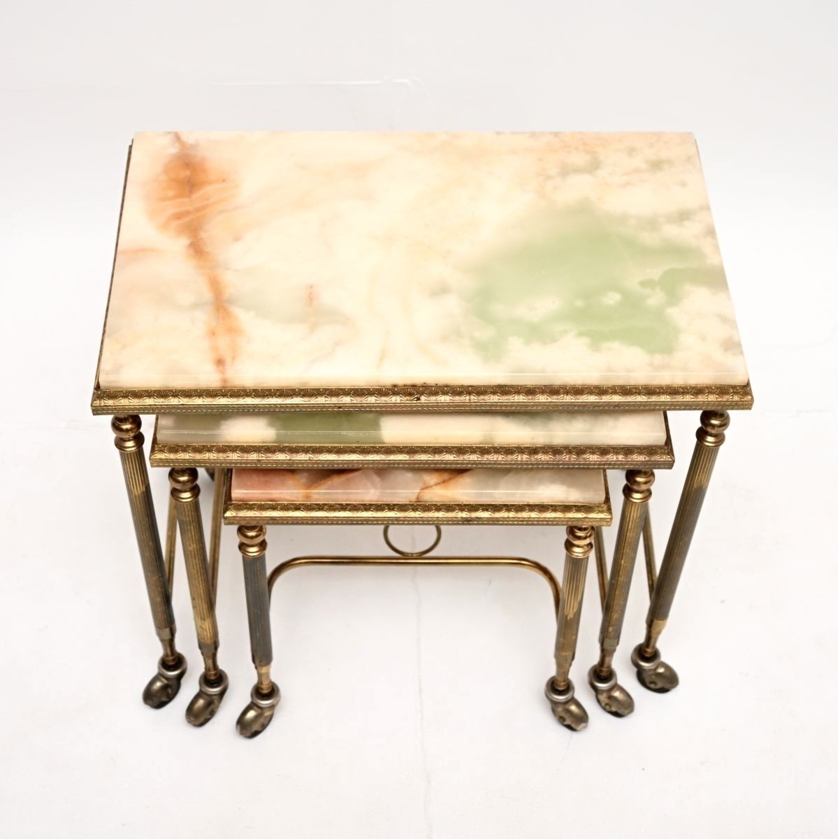 Antique French Brass And Onyx Nest Of Tables photo buy