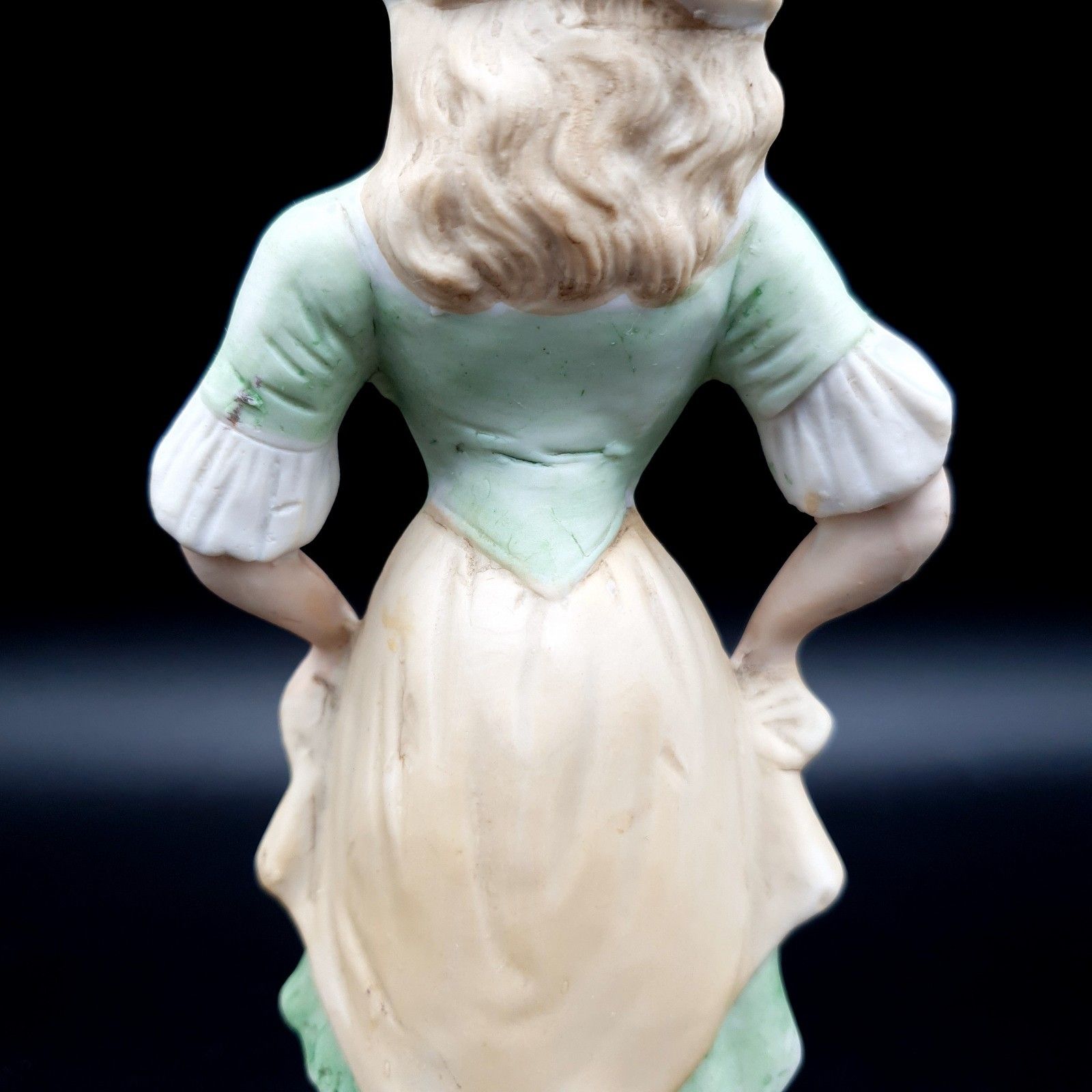 Antique Bisque Figurine Lady & Man Matte Marked Green Gold Continental German? photo vintage