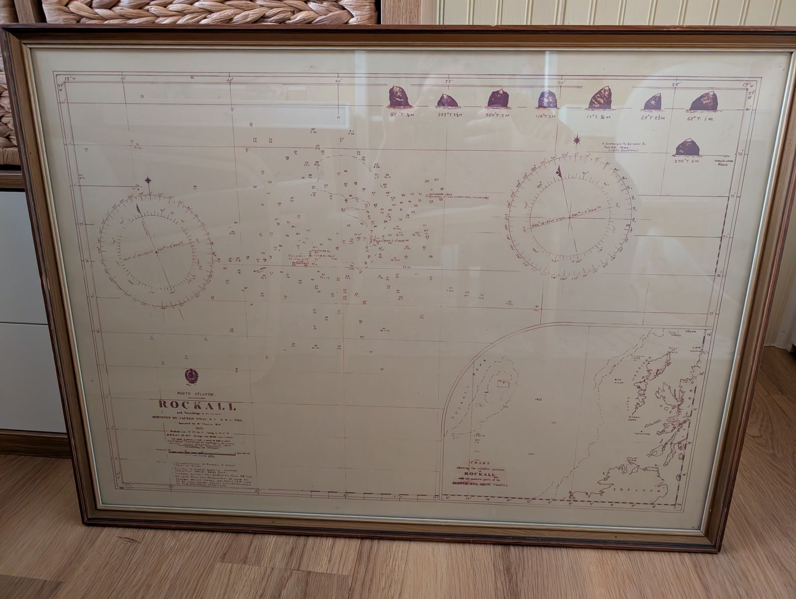 Vintage Navigational Chart Of Rockall 1970s 70s Nautical Wall Art Shipping Forecast photo vinterior
