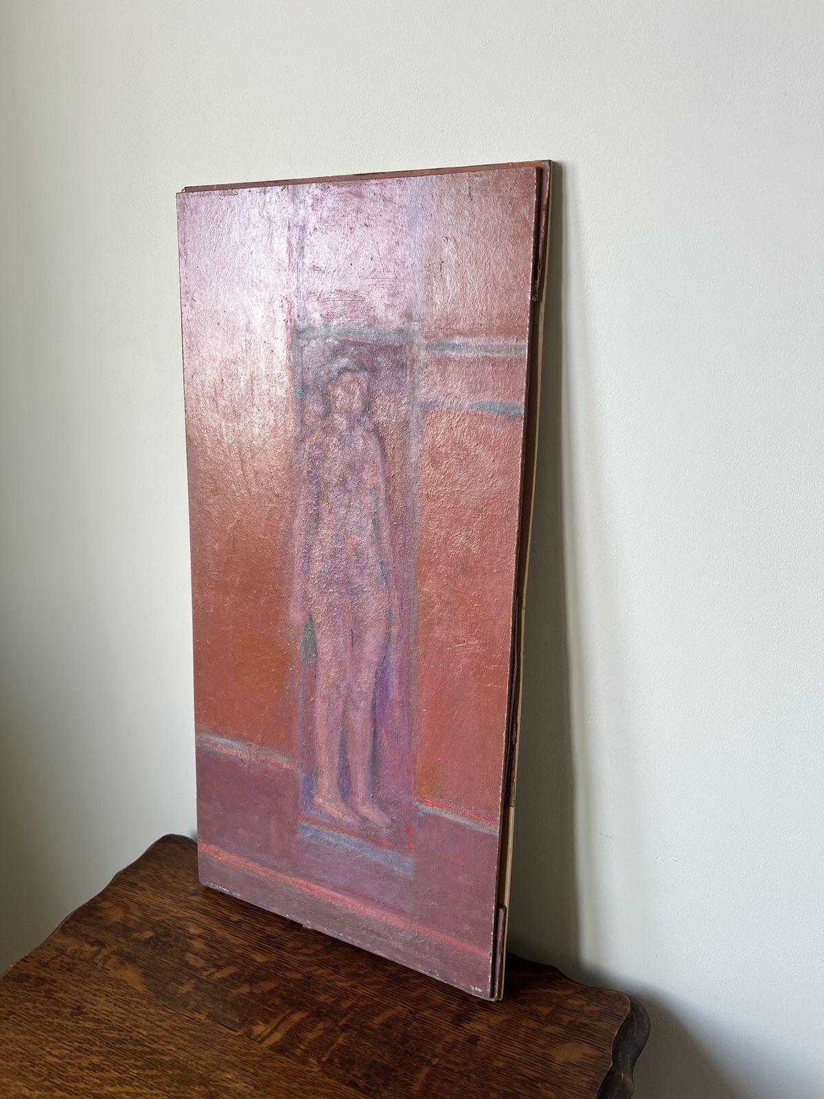 Nude Figure. Oil Painting On Board. Mid 20th Century, Signed And Dated 1974 photo Art