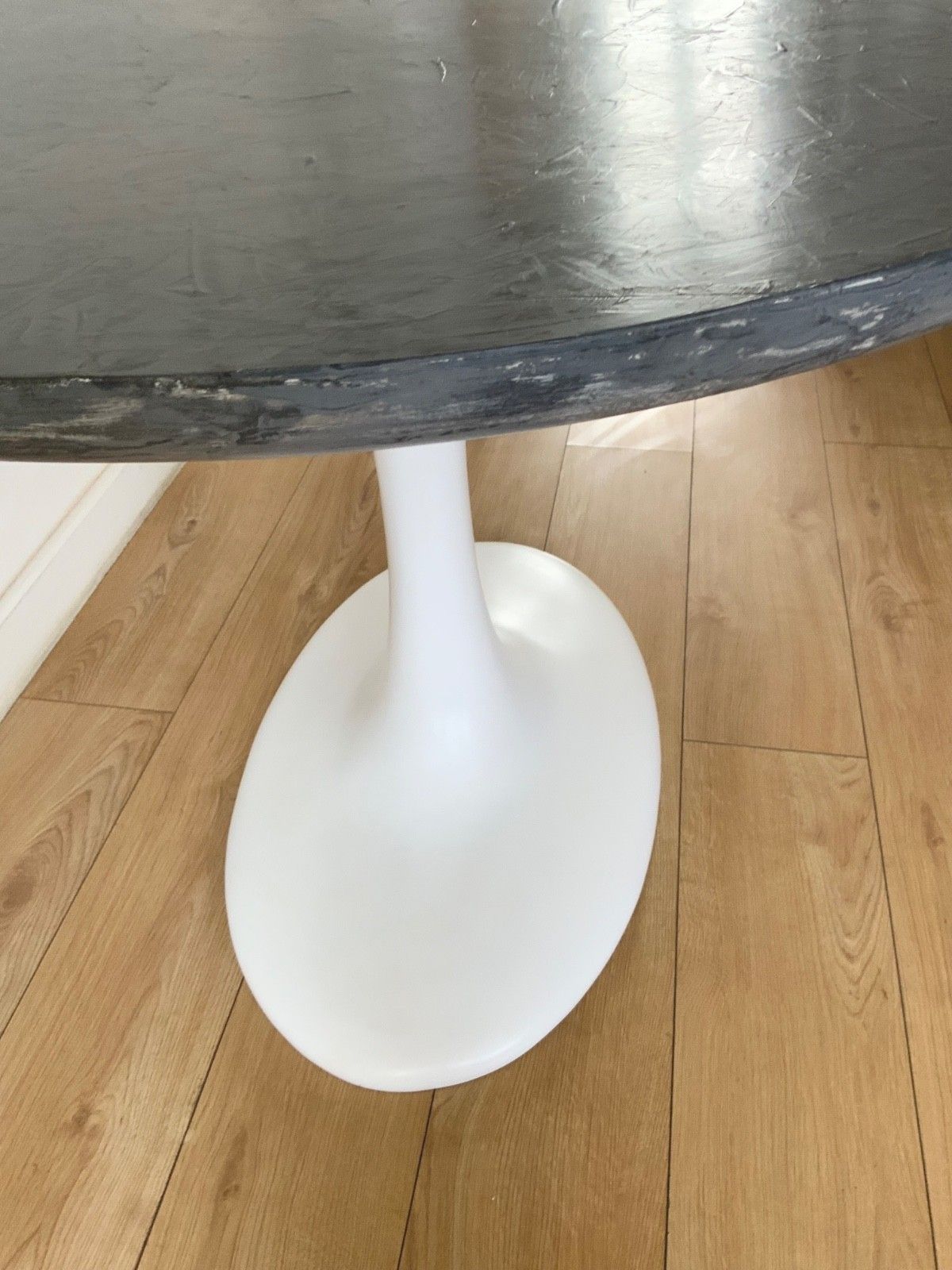 Tulip Pedestal Dining Table With Round Grey Concrete Table  Top D101 Cm X H74 Cm photo furniture