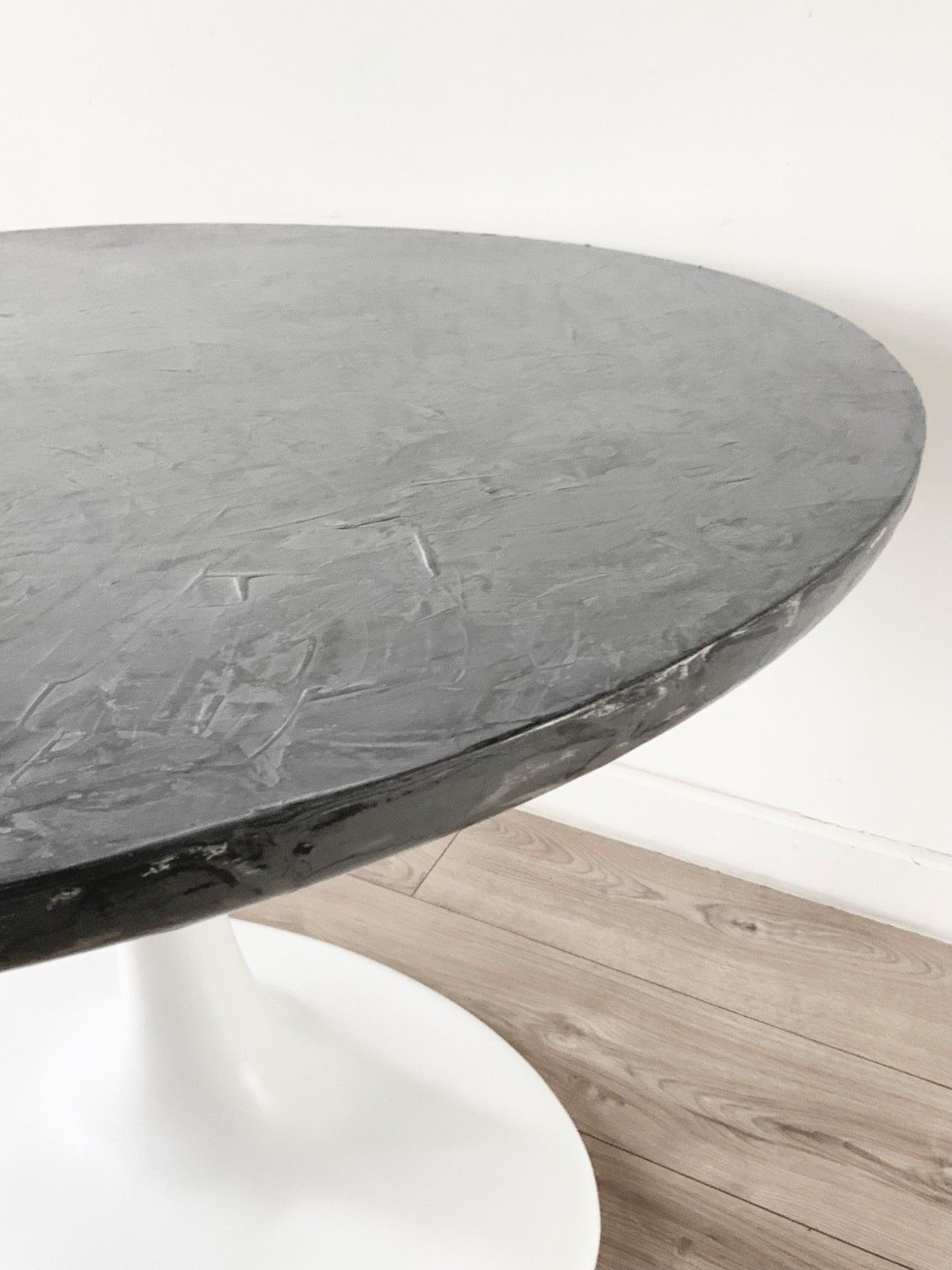photo for sale Tulip Pedestal Dining Table With Round Grey Concrete Table  Top D101 Cm X H74 Cm