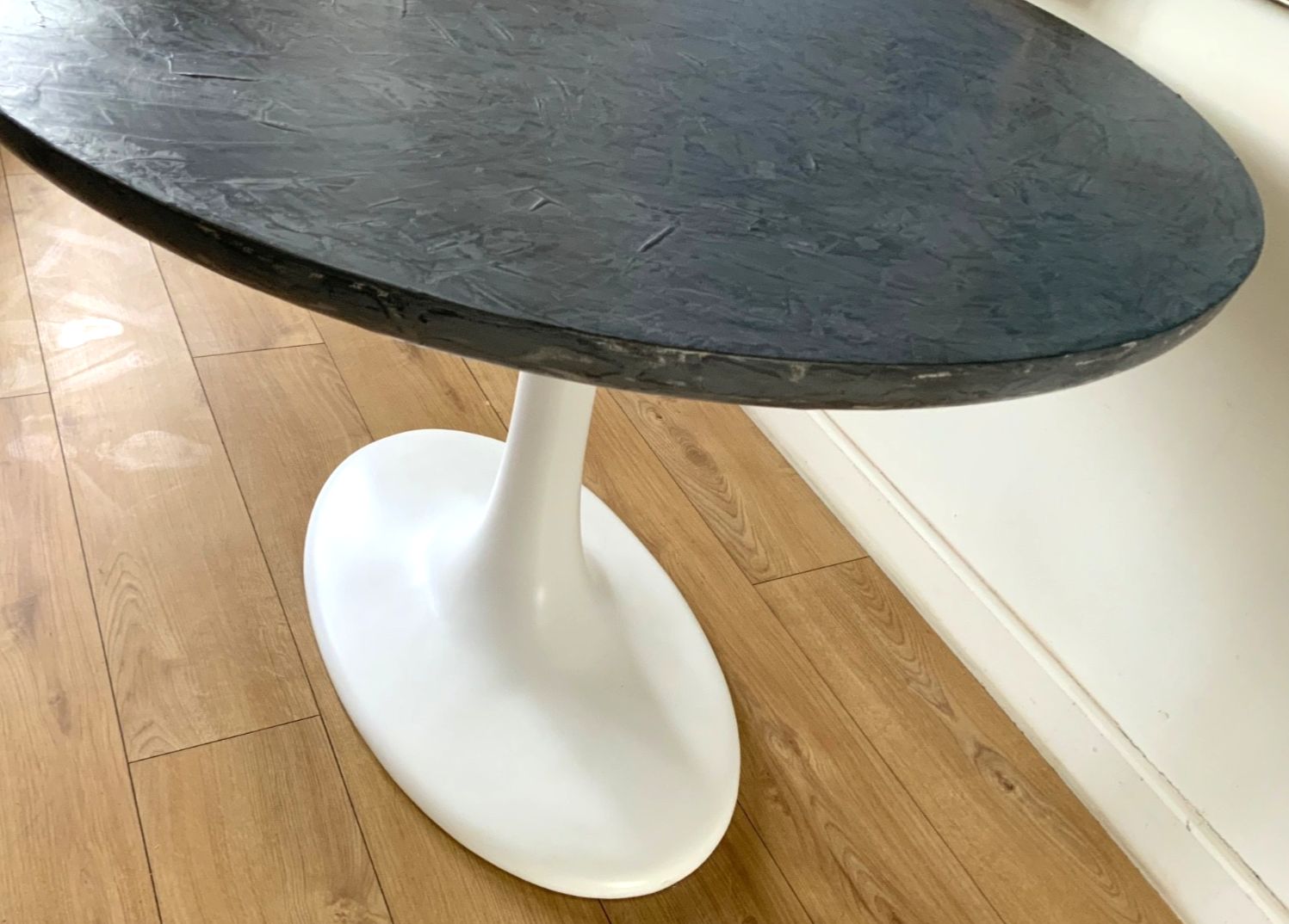 Furniture Tulip Pedestal Dining Table With Round Grey Concrete Table  Top D101 Cm X H74 Cm photo