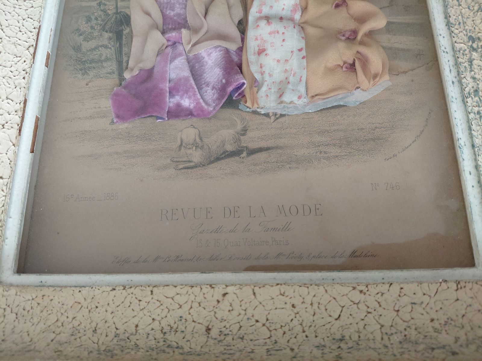 Antique French Fashion With Exquisitely Dressed Figures Framed photo for sale
