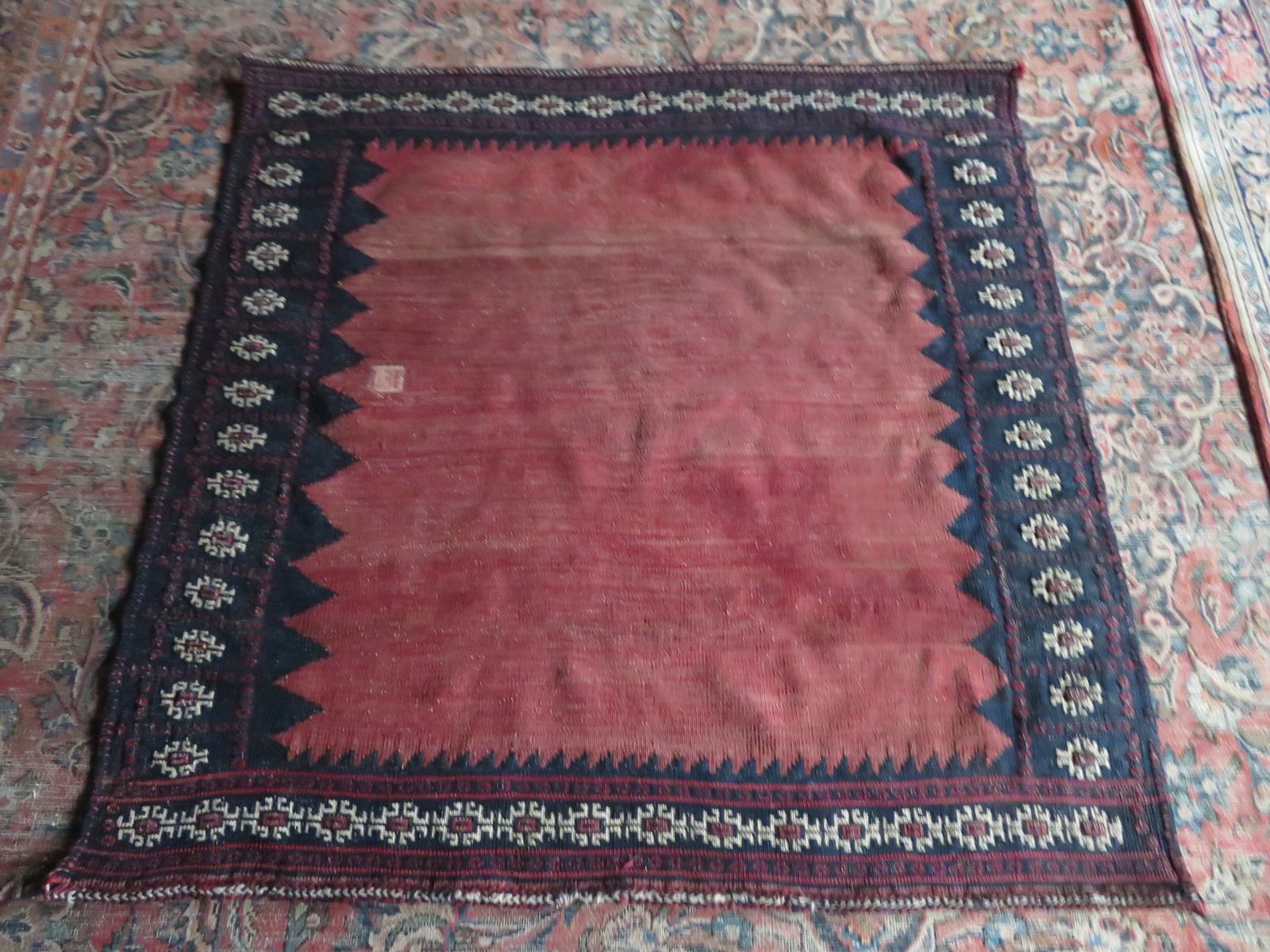 Textiles Antique Asian Dining Or Bread Sofreh Rug. 112cm X 115cm. photo