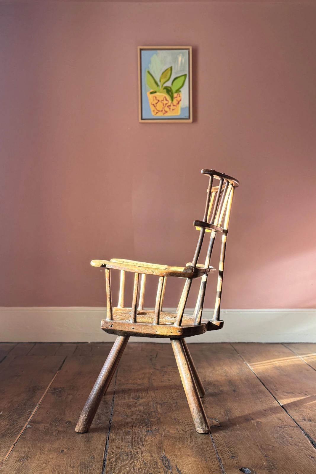 A Rare 18th Century Triple Comb Back Stick Chair photo vintage