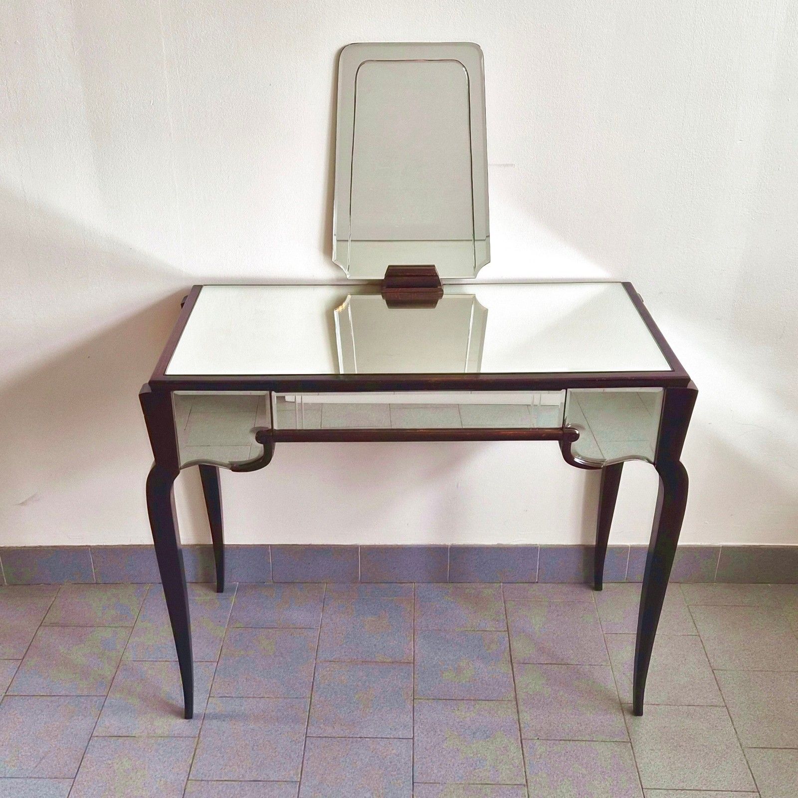 Vintage 1930s Mahogany & Mirror Art Deco Dressing Table 30s Retro 1930s