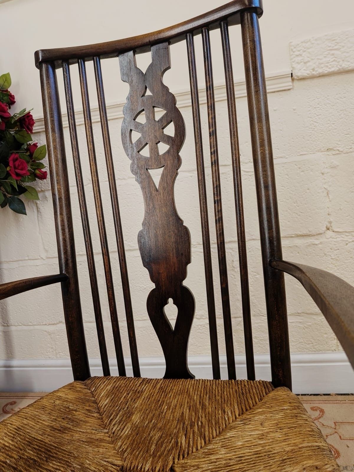 Victorian Stick And Wheel Back Rush Seated Country Chair photo Furniture