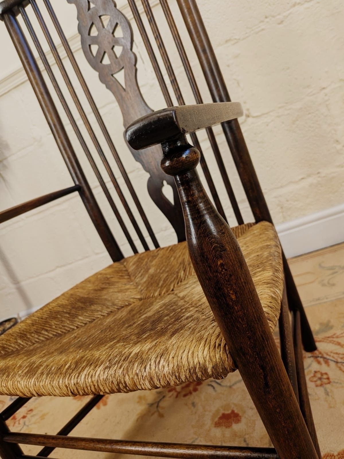 Victorian Stick And Wheel Back Rush Seated Country Chair photo 175.0