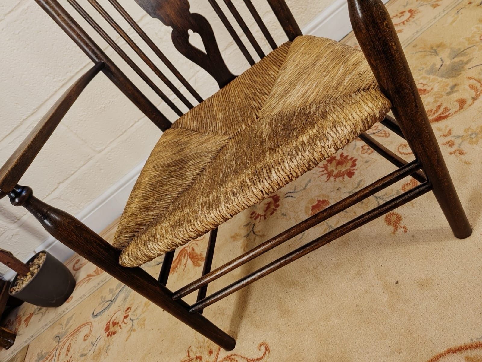 Victorian Stick And Wheel Back Rush Seated Country Chair photo buy