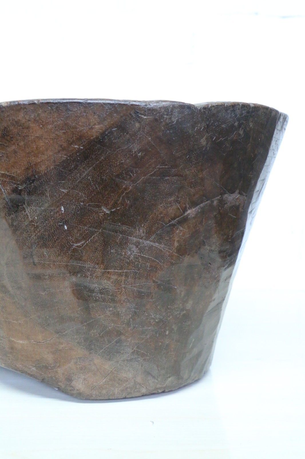 125.0 Large Antique African Food Bowl Grain Grinding Mortar Carved Wood Early 20th C. photo
