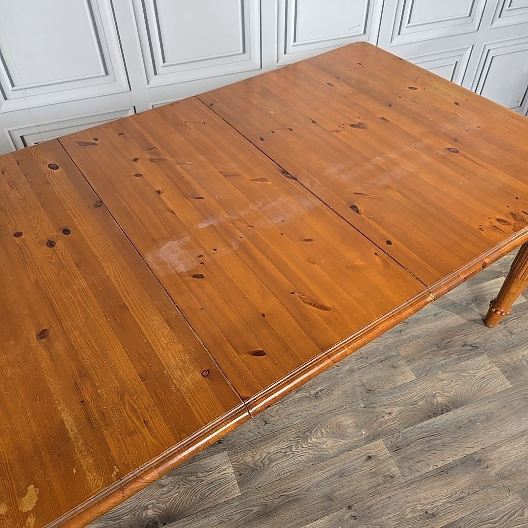 Vintage Extending Dining Table Solid Wood Pine Turned Country Farmhouse Retro photo buy