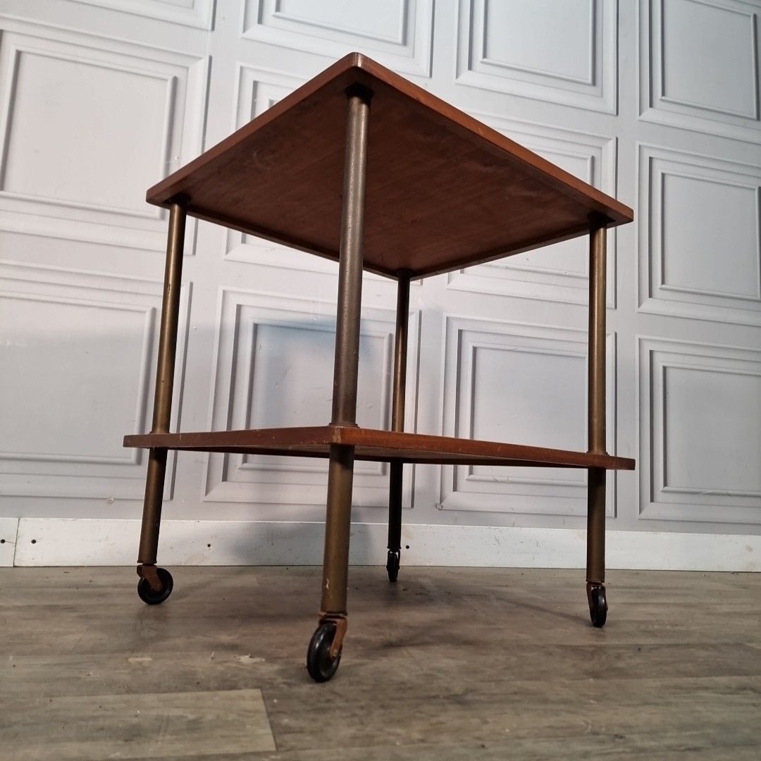 Vintage Drinks Trolley Table Wooden Two Tier Mid Century Modern Retro Mcm photo for sale