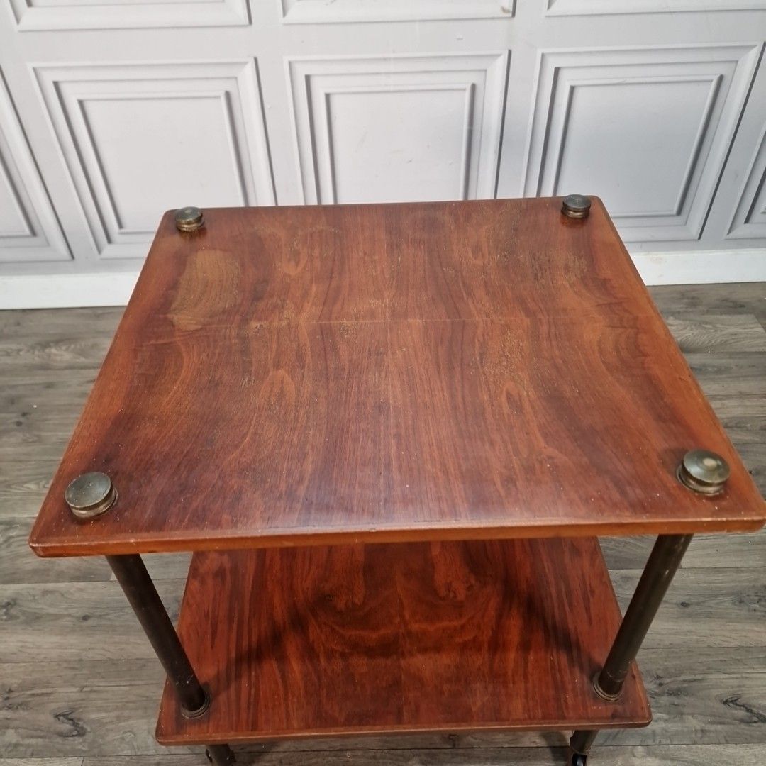 Vintage Drinks Trolley Table Wooden Two Tier Mid Century Modern Retro Mcm photo Furniture