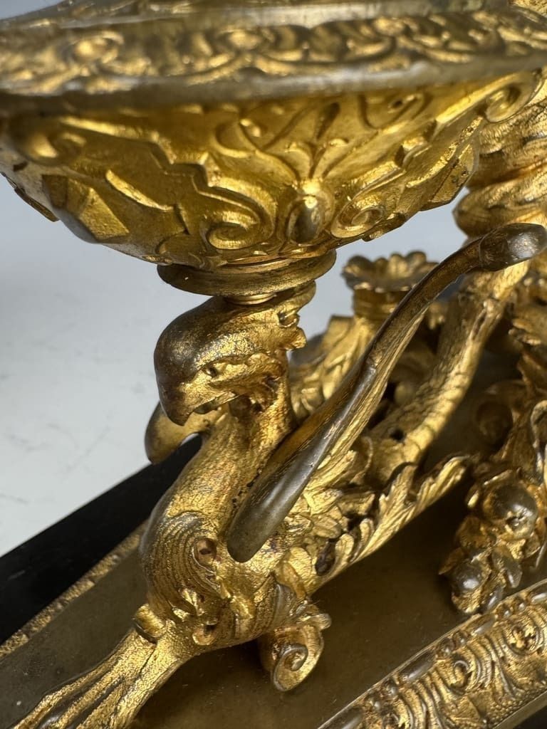 Antique Gilt Bronze & Ebony Inkstand – 19th Century Desk Accessory photo buy