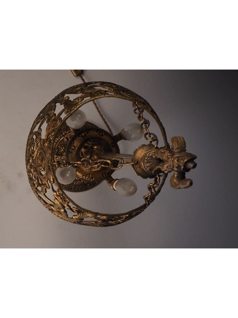 photo for sale Antique 19th Century Dutch Bouillotte Style Table Lamp With Suspended Shade