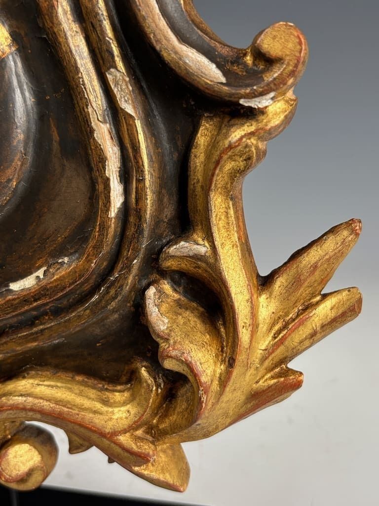 Home Decor Antique Giltwood & Gesso Coat Of Arms With Eagle – Hand Carved Decorative Crest photo