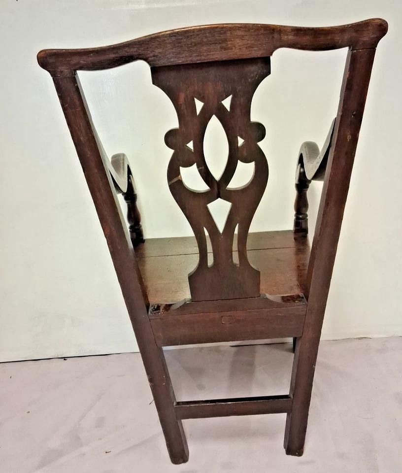 Antique Georgian 18th Century Provincial Elbow Chair Deep With Patina photo Furniture