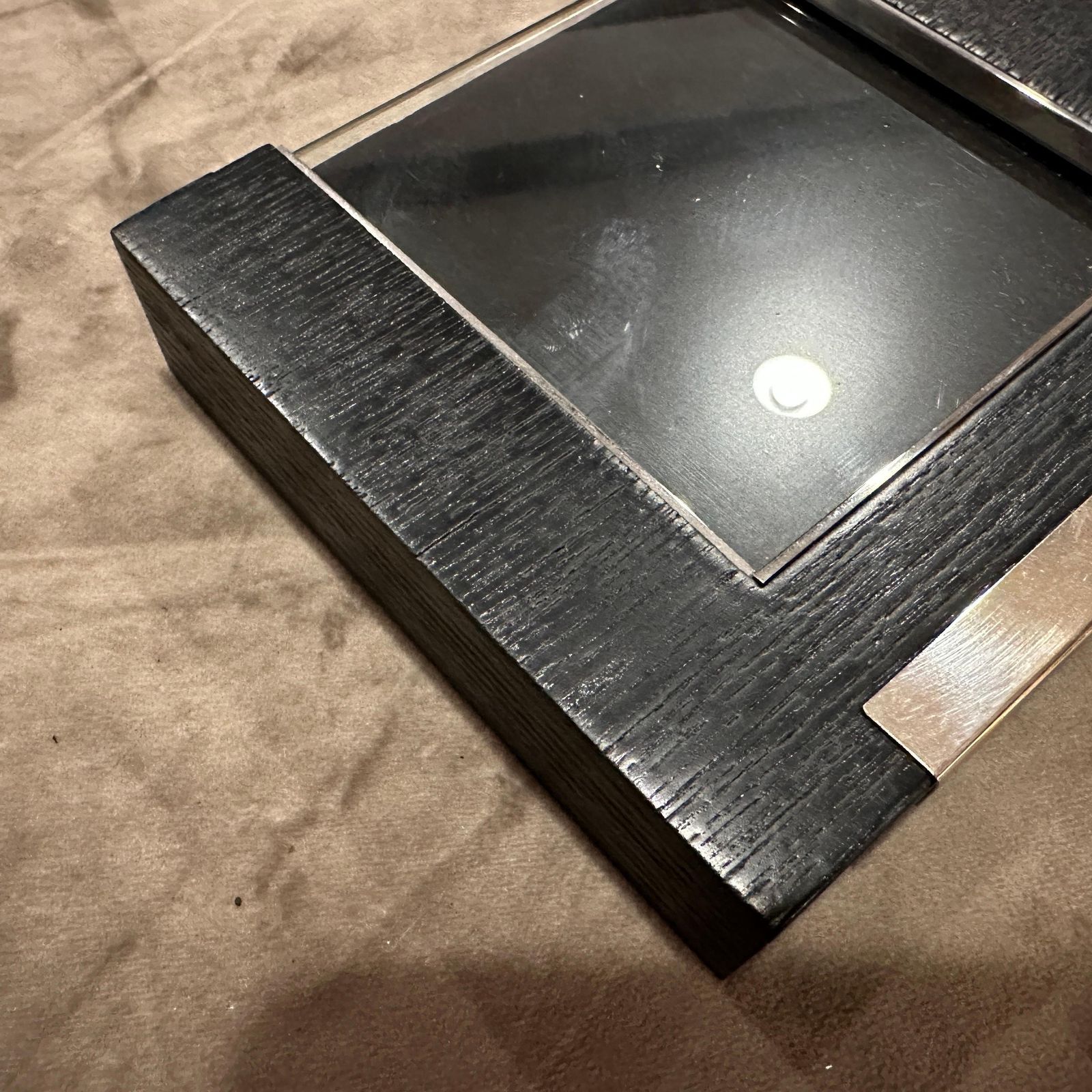 1980s Modern Sterling Silver And Ebonized Wood Picture Frame By Silvan photo vintage
