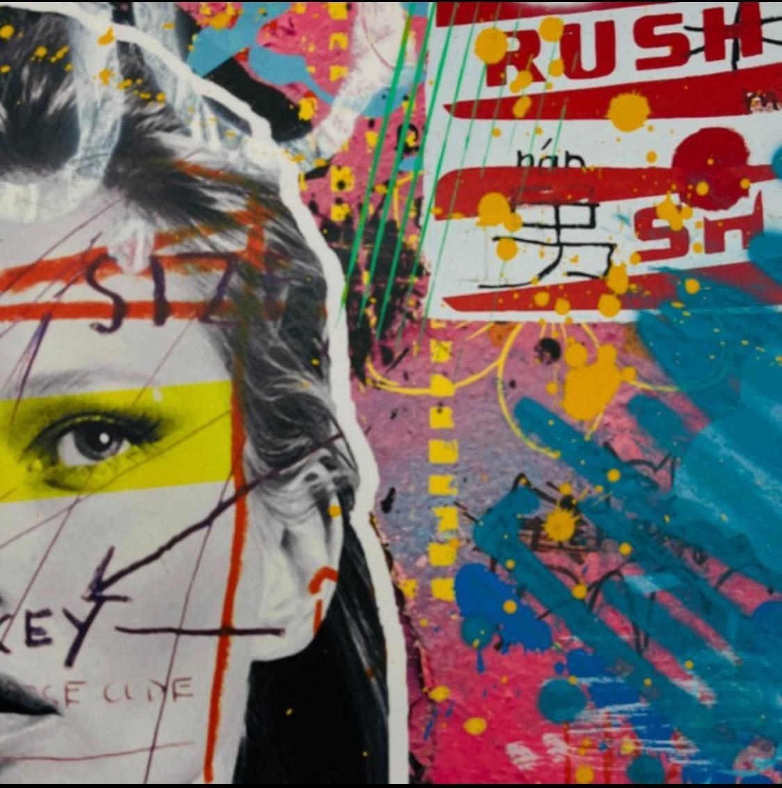 Kate Moss, A Street Art Mixed Media On Paper, Embellished By Hand By Airoh photo 880.0