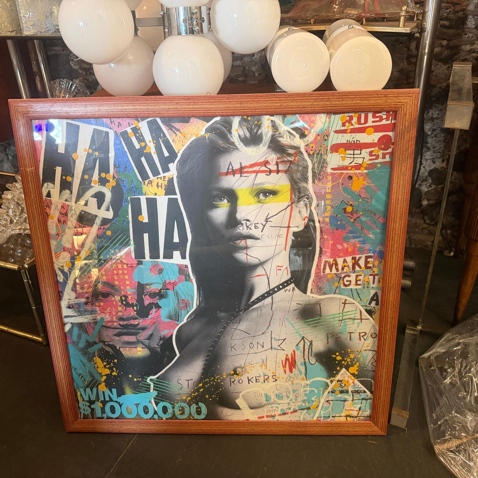 Kate Moss, A Street Art Mixed Media On Paper, Embellished By Hand By Airoh photo vintage