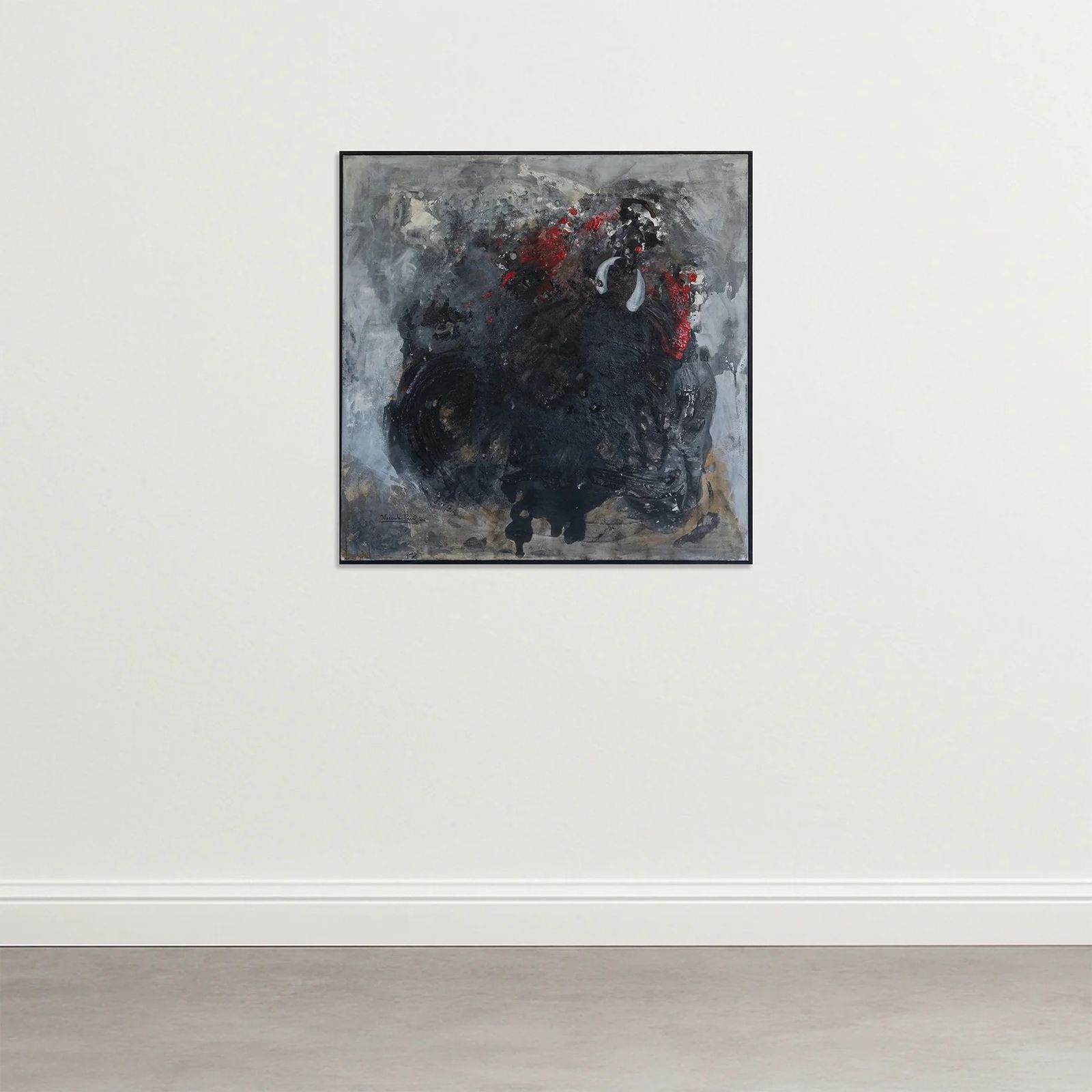 Abstract Expressionist Composition – Original Mixed Media On Canvas photo furniture