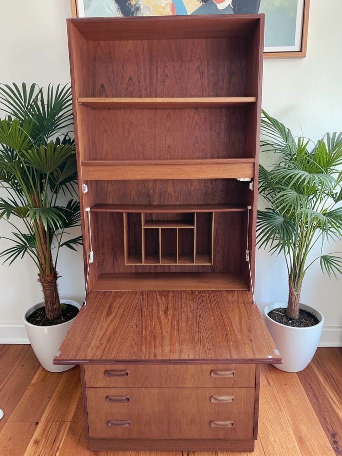 photo for sale G Plan Fresco Teak Bureau Desk: Mid Century Cocktail Cabinet Workstation 1970's