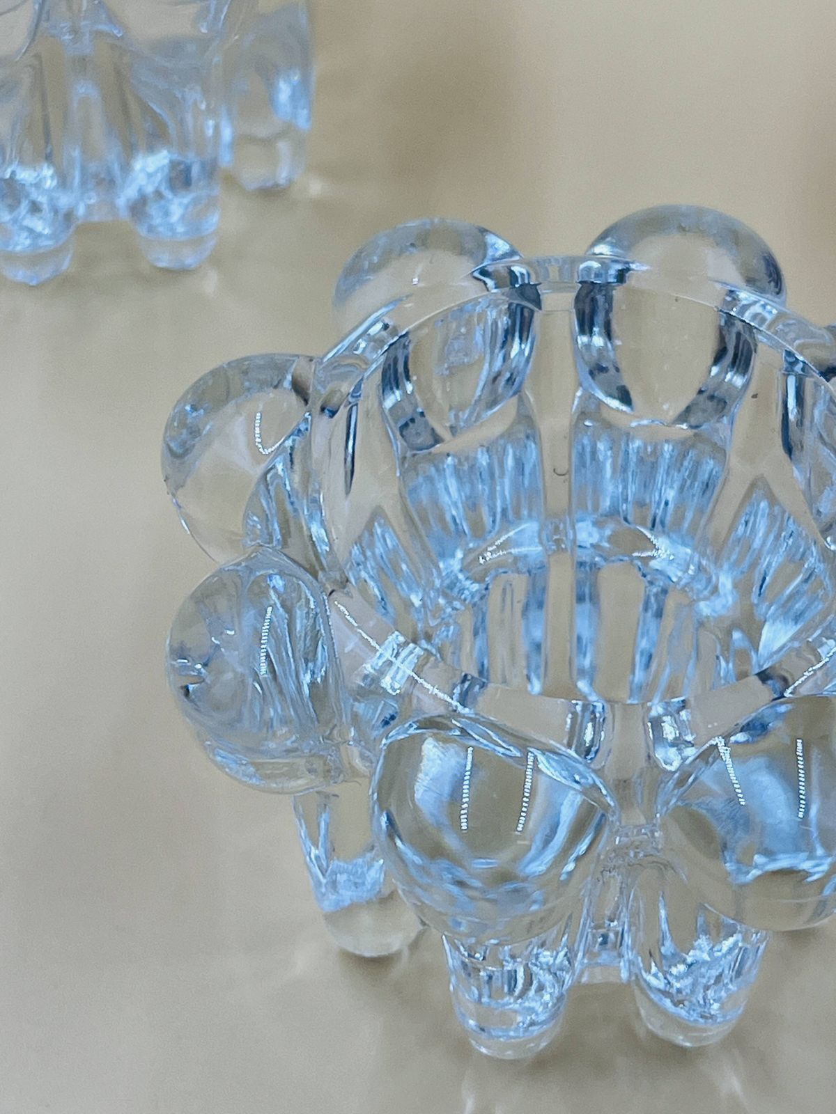 Set Of 3 Vintage Glass Candle Holders – Glassware From Reims photo buy