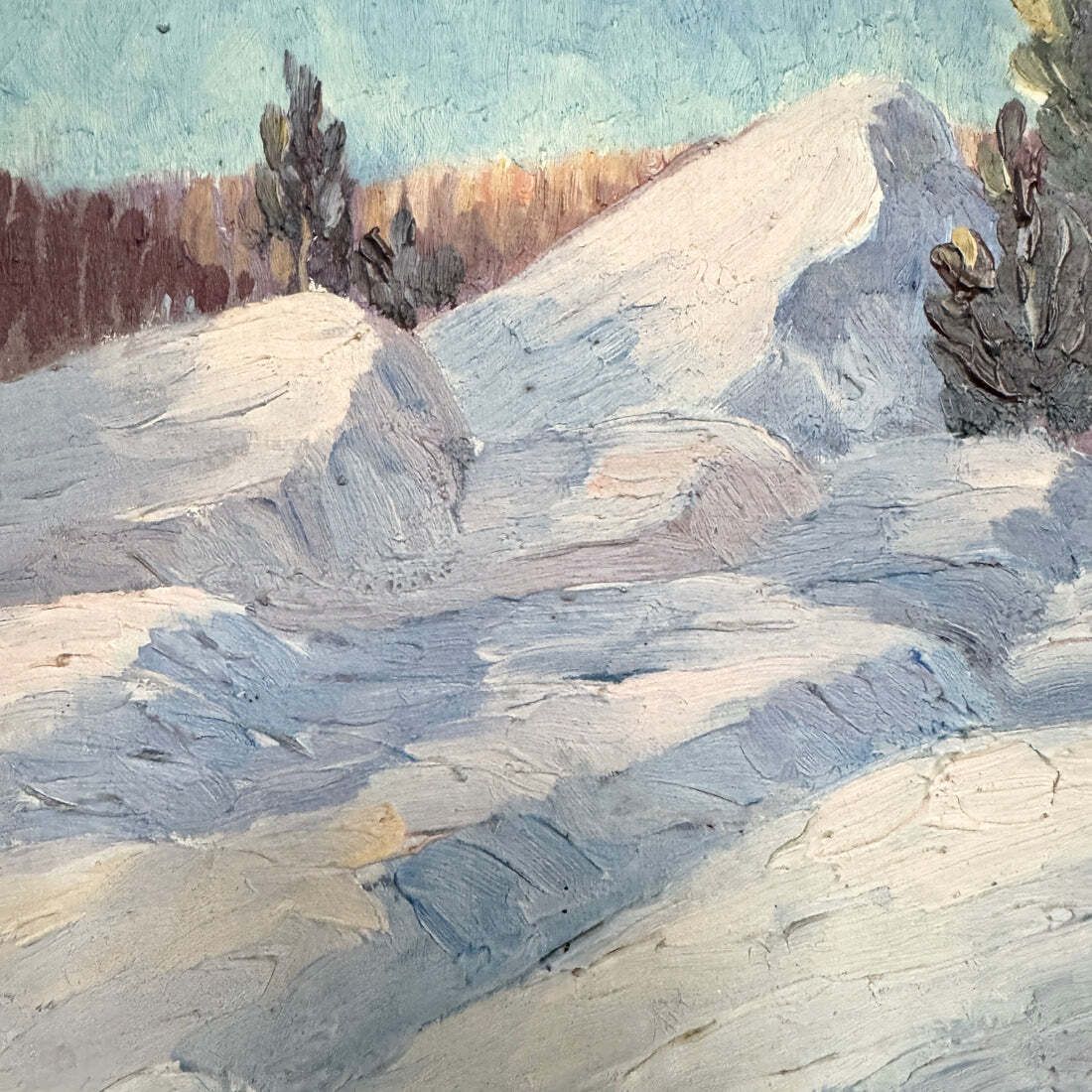 Nordic Winter 1925 Antique Swedish Oil Painting photo Art