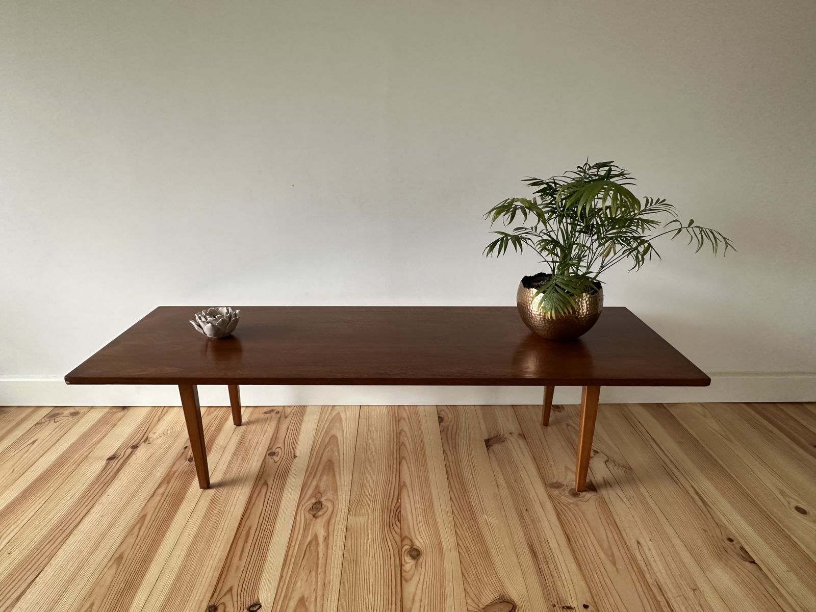 Mid Century Teak Coffee Table 1960's Tapered Legs photo vinterior