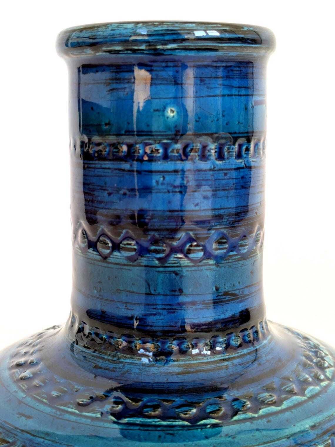 photo furniture Bitossi Rimini Blu Ceramic Vase, Aldo Londi Mid Century Italian Design