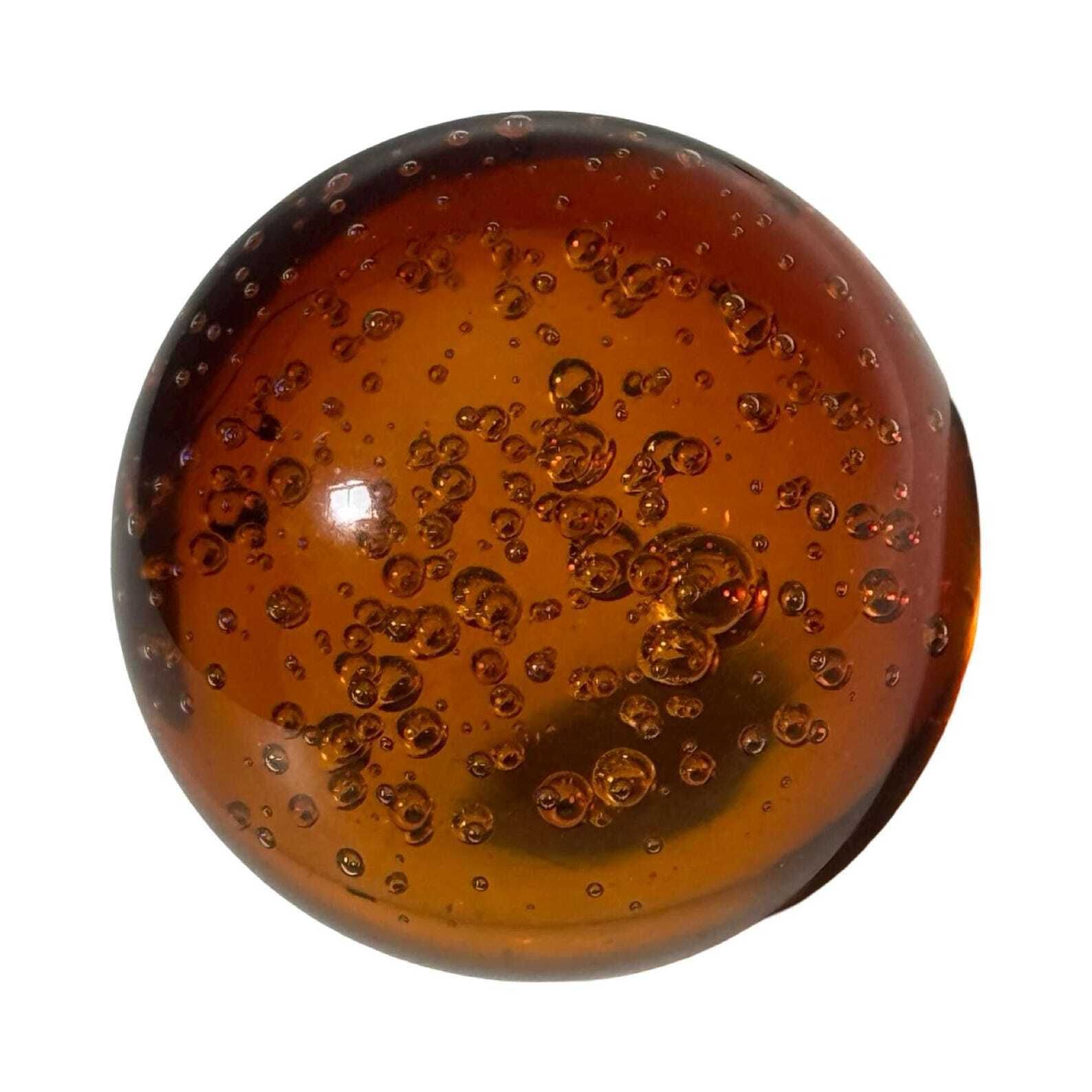 Handmade   Orange / Dark Amber   Paperweight / Paperweight   Trapped Air Bubbles   Large photo Home Decor