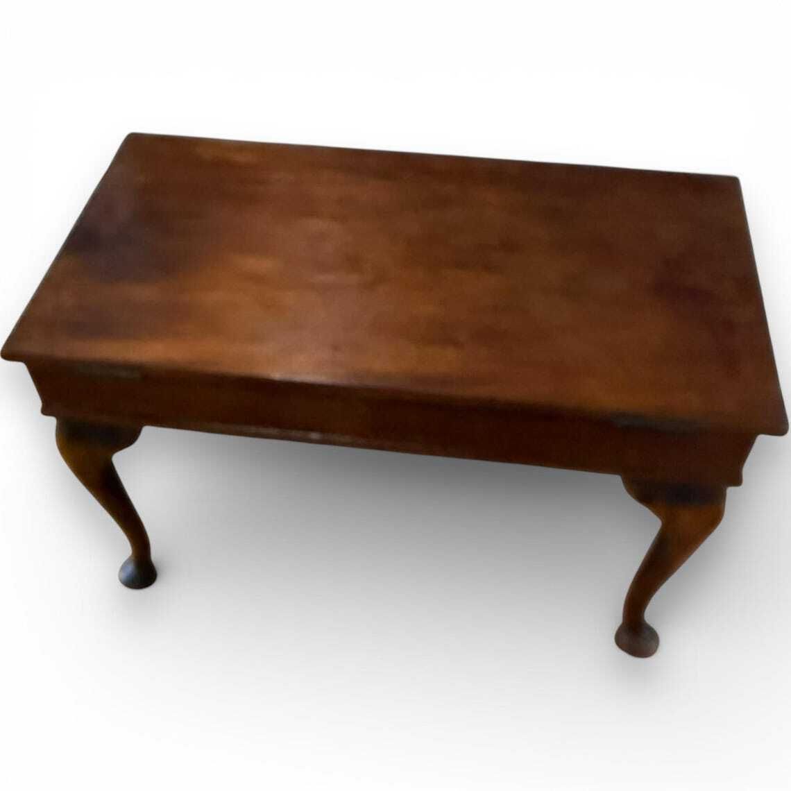 Vintage Mahogany Sewing Box Coffee Table With Hinged Storage Compartments photo furniture